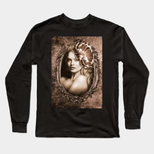 Sepia Filter Vintage Antique digital Artwork Long Sleeve T-Shirt